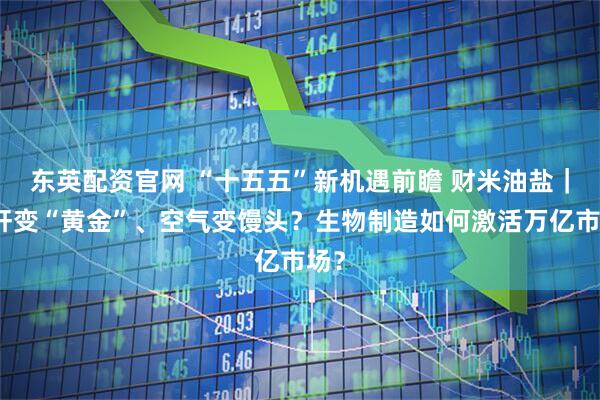 东英配资官网 “十五五”新机遇前瞻 财米油盐｜秸秆变“黄金”、空气变馒头？生物制造如何激活万亿市场？